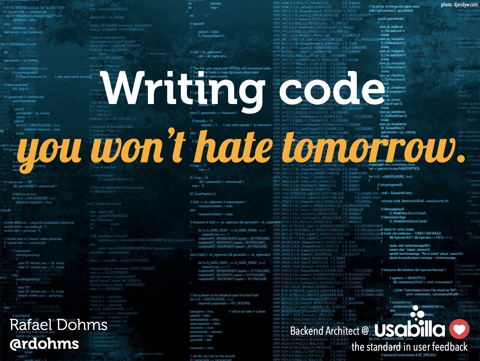 Writing code you won't hate tomorrow